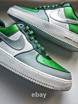 Nike Air Force 1s 07 Custom Low Sneakers Green Silver Mens Womens Sizes AF1