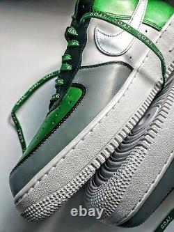 Nike Air Force 1s 07 Custom Low Sneakers Green Silver Mens Womens Sizes AF1