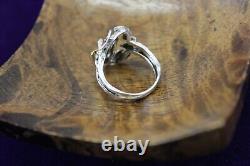Nwt Freeform Hand Made Solid Sterling Silver Swirl Design Lady's Garnet Ring