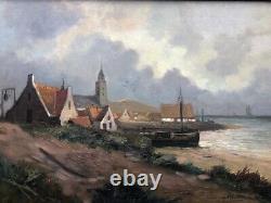 Oil on panel painting Seascape Hand made 14x20 Netherlands artist J. M. Beek XX