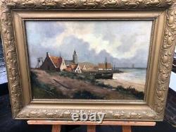 Oil on panel painting Seascape Hand made 14x20 Netherlands artist J. M. Beek XX