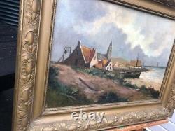 Oil on panel painting Seascape Hand made 14x20 Netherlands artist J. M. Beek XX