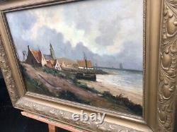 Oil on panel painting Seascape Hand made 14x20 Netherlands artist J. M. Beek XX