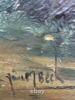 Oil on panel painting Seascape Hand made 14x20 Netherlands artist J. M. Beek XX
