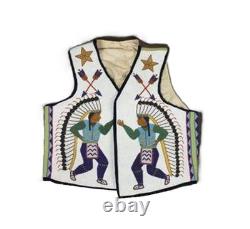 Old American Style Handmade Beaded Front Powwow Regalia Vest BV919 Duty Paid USA
