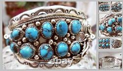 Old Pawn Navajo Bisbee Turquoise Sterling Silver Cuff Bracelet SZ6 7/8 2.54oz