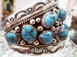 Old Pawn Navajo Bisbee Turquoise Sterling Silver Cuff Bracelet SZ6 7/8 2.54oz
