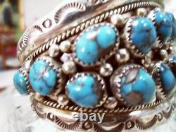 Old Pawn Navajo Bisbee Turquoise Sterling Silver Cuff Bracelet SZ6 7/8 2.54oz