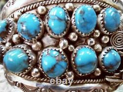 Old Pawn Navajo Bisbee Turquoise Sterling Silver Cuff Bracelet SZ6 7/8 2.54oz