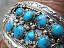 Old Pawn Navajo Bisbee Turquoise Sterling Silver Cuff Bracelet SZ6 7/8 2.54oz