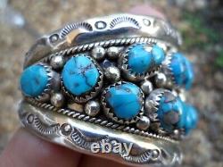 Old Pawn Navajo Bisbee Turquoise Sterling Silver Cuff Bracelet SZ6 7/8 2.54oz