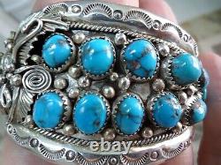 Old Pawn Navajo Bisbee Turquoise Sterling Silver Cuff Bracelet SZ6 7/8 2.54oz