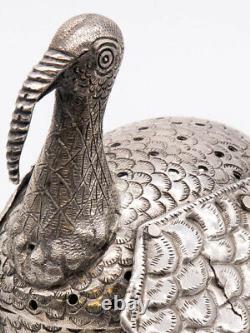 Old silver censer in the shape of peacock