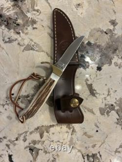 Olsen # 600 Stag Handle Hand Made Sheath Knife Howard City MI NIB Made In USA