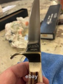 Olsen # 600 Stag Handle Hand Made Sheath Knife Howard City MI NIB Made In USA