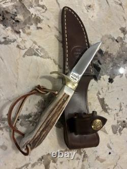 Olsen # 600 Stag Handle Hand Made Sheath Knife Howard City MI NIB Made In USA