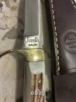 Olsen # 600 Stag Handle Hand Made Sheath Knife Howard City MI NIB Made In USA