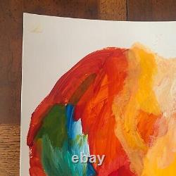 Original Abstract Art on Paper Cheerful Bright Colorful Home Decor Acrylic #52