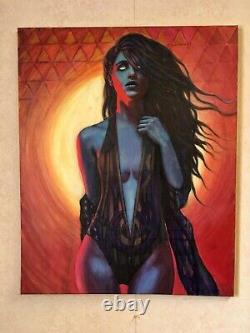 Original Handmade Painting Lady of the Sun Portrait Art by Joshua Bentley