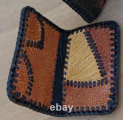 Ostrich and Leather Wallet Hand Made Crafted USA Front Pocket Credit Card UNIQUE