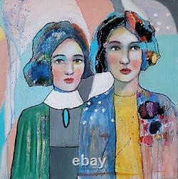 Painting Woman Portrait Abstract Original HEAVY GALLERY WRAPPED CANVAS 20x20
