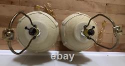 Pair ELITE 93 Signed Pottery Whl Ceramic Table Lamps Sand Color Vintage Handmade