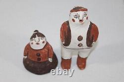 Pair Vintage Zuni Pueblo Pottery Standing Man & Sitting Woman Figures 5.5 & 3