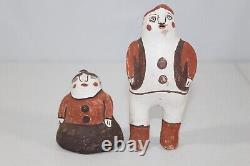 Pair Vintage Zuni Pueblo Pottery Standing Man & Sitting Woman Figures 5.5 & 3
