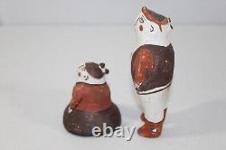 Pair Vintage Zuni Pueblo Pottery Standing Man & Sitting Woman Figures 5.5 & 3