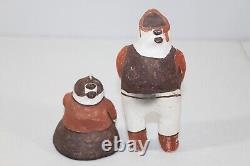 Pair Vintage Zuni Pueblo Pottery Standing Man & Sitting Woman Figures 5.5 & 3