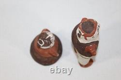 Pair Vintage Zuni Pueblo Pottery Standing Man & Sitting Woman Figures 5.5 & 3