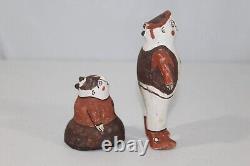 Pair Vintage Zuni Pueblo Pottery Standing Man & Sitting Woman Figures 5.5 & 3