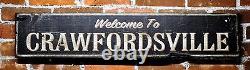Personalized Welcome to City or Town Sign Rustic Hand Made Vintage Wooden Sign