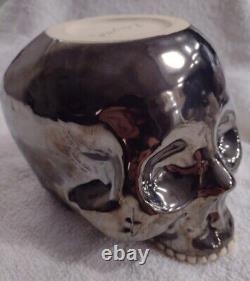 Pewter Glazed Skull Tiki Pirate Bowl 1/1 PopTiki Custom Stoneware Handmade USA