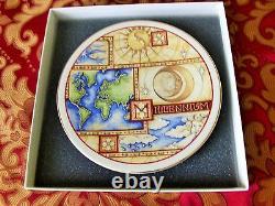 Pickard Millennium Display Plate, Hand Painted, Made in USA, Size 8X8 Gold trim