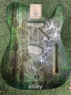 Pistols Crown Barncaster Tele BODY ONLY Handmade IN USA Green Tattoo