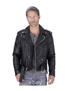 Premium Mens Brando Classic Leather Jacket Soft Leather Bikers Leather Jacket