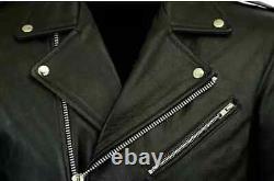 Premium Mens Brando Classic Leather Jacket Soft Leather Bikers Leather Jacket