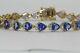 Pretty 8.00ct Trillion Cut Blue Tanzanite Tennis Bracelet 14k Yellow Gold Plated