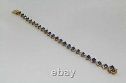 Pretty 8.00Ct Trillion Cut Blue Tanzanite Tennis Bracelet 14k Yellow Gold Plated