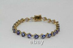 Pretty 8.00Ct Trillion Cut Blue Tanzanite Tennis Bracelet 14k Yellow Gold Plated