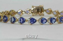 Pretty 8.00Ct Trillion Cut Blue Tanzanite Tennis Bracelet 14k Yellow Gold Plated