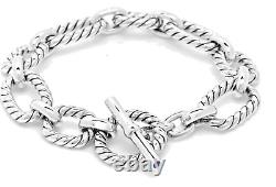 Previously owned David Yurman Link Toggle Bracelet with Blue Sapphires 8.5 LONG