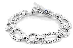 Previously owned David Yurman Link Toggle Bracelet with Blue Sapphires 8.5 LONG