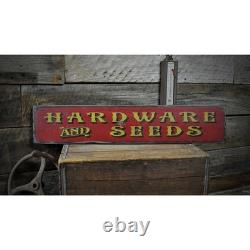 Primitive Hardware & Seeds Sign -Rustic Hand Made Vintage Wooden Sign