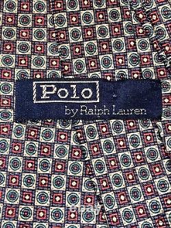 RALPH LAUREN Tie by POLO 100% SILK Hand Made USA, AUTHENTIC, Red, Green