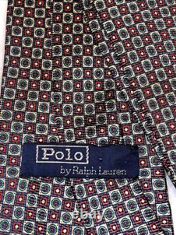 RALPH LAUREN Tie by POLO 100% SILK Hand Made USA, AUTHENTIC, Red, Green