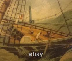 Rare Antique F. E. Buttersworth Chromolithograph Go Right San Francisco Shipwreck