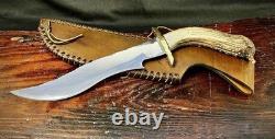 Rare Bob Schopp XL Handmade 10 Bowie Knife With Original Sheath. USA Made