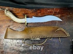 Rare Bob Schopp XL Handmade 10 Bowie Knife With Original Sheath. USA Made